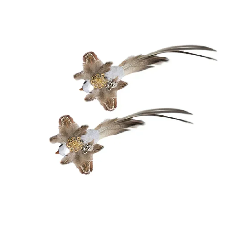 Interactive Cat Toy Funny Simulation Bird Feather with Bell Cat Stick Toy for Kitten Playing Teaser Wand Toy Pet Cats Supplies - imagen 2