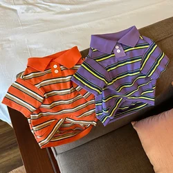 Camisa de algodón a rayas para Bulldog Francés y Yorkshire Terrier