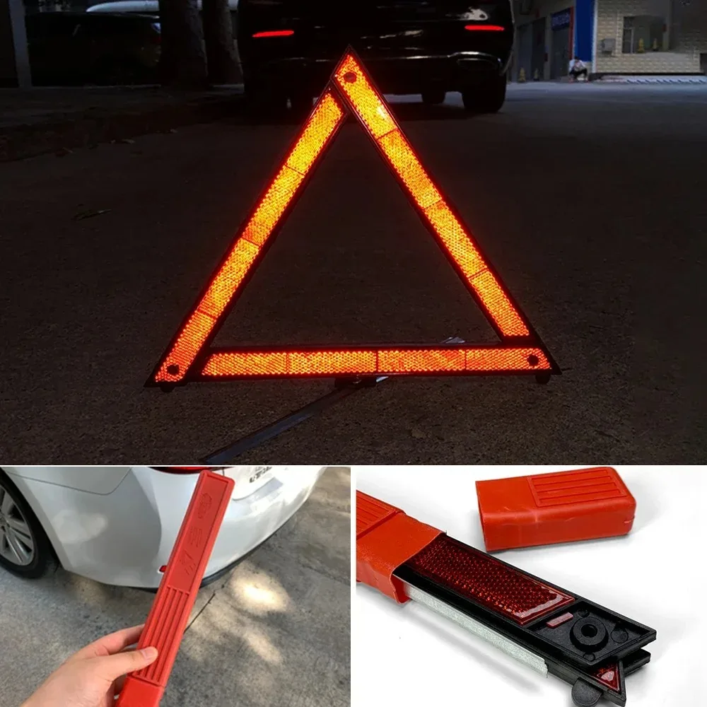 Trípode de coche, señal de parada plegable, Reflector, advertencia de avería de emergencia para coche, triángulo, peligro de seguridad reflectante rojo