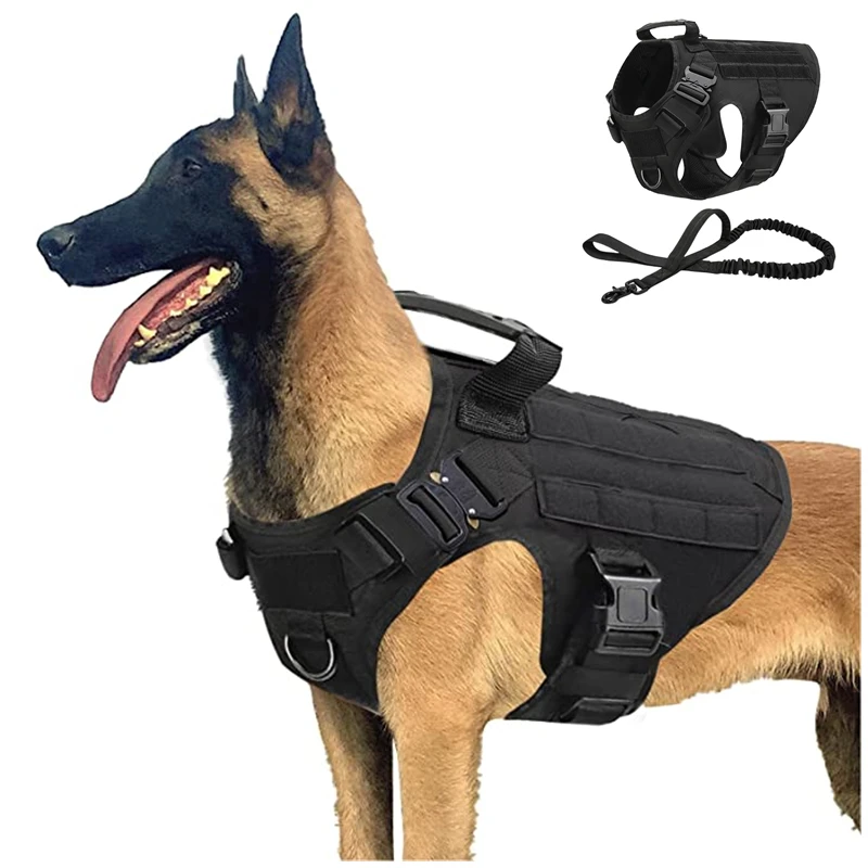 Chaleco militar táctico para mascotas, conjunto de arnés y correa para perros de entrenamiento táctico de pastor alemán Golden Retriever para perros de todas las razas