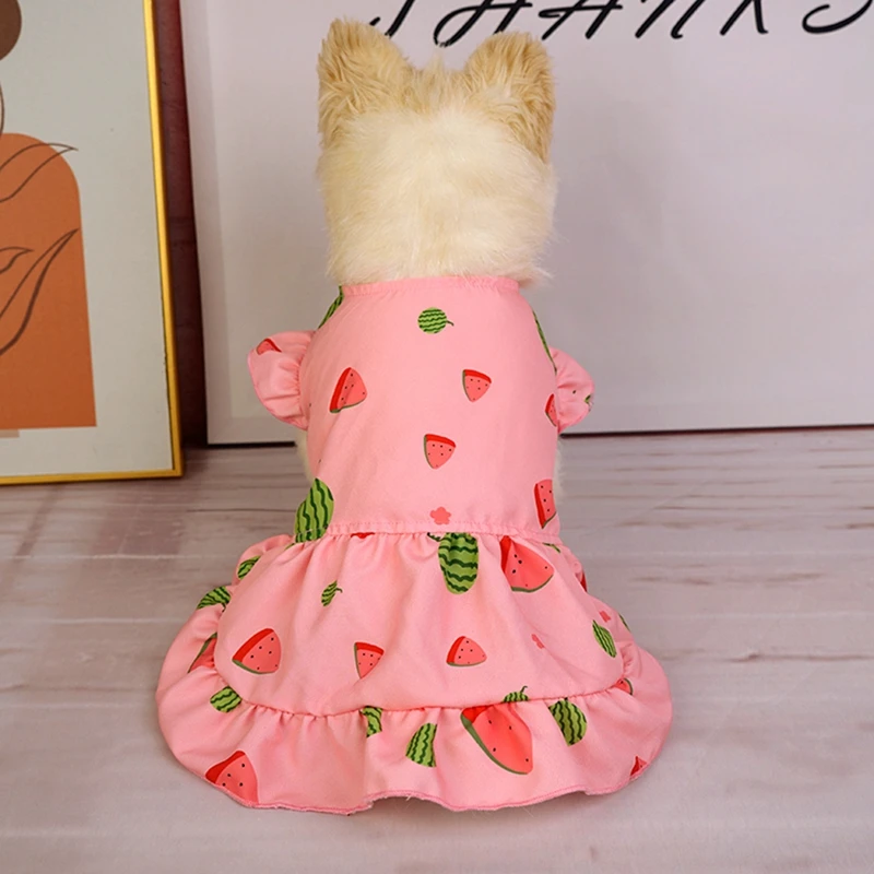 Vestido de princesa para perros de primavera, falda para gatos y mascotas, bonito vestido para perros, vestido con patrón de frutas para perros pequeños y medianos, cachorros, Chihuahua - imagen 3
