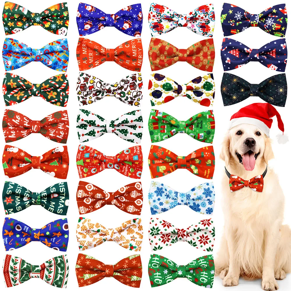 Lazos de Navidad de 50 piezas para perro, Collar de pajarita extraíble para mascota, accesorios de Navidad para mascotas, 2024