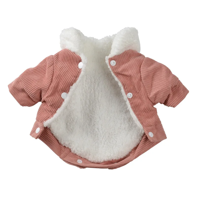 Chaqueta de pana y terciopelo para mascotas, abrigo con cuello de piel de cordero y piernas para mascotas, ropa cálida de otoño e invierno, ropa para cachorros para perros pequeños - imagen 3