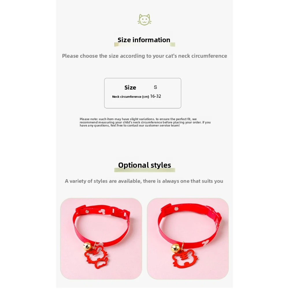 Collar festivo para gatos y perros - Rojo con campana, Año Nuevo chino