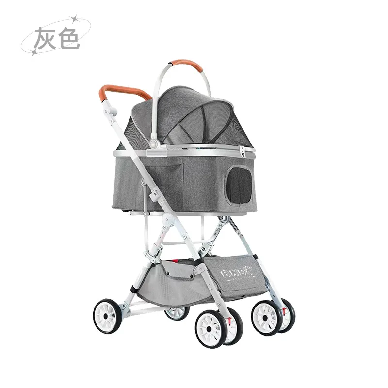 Cochecitos desmontables para mascotas, carrito de tres usos para gatos y perros, carrito Universal con rejilla de mil pájaros, productos para mascotas - imagen 5