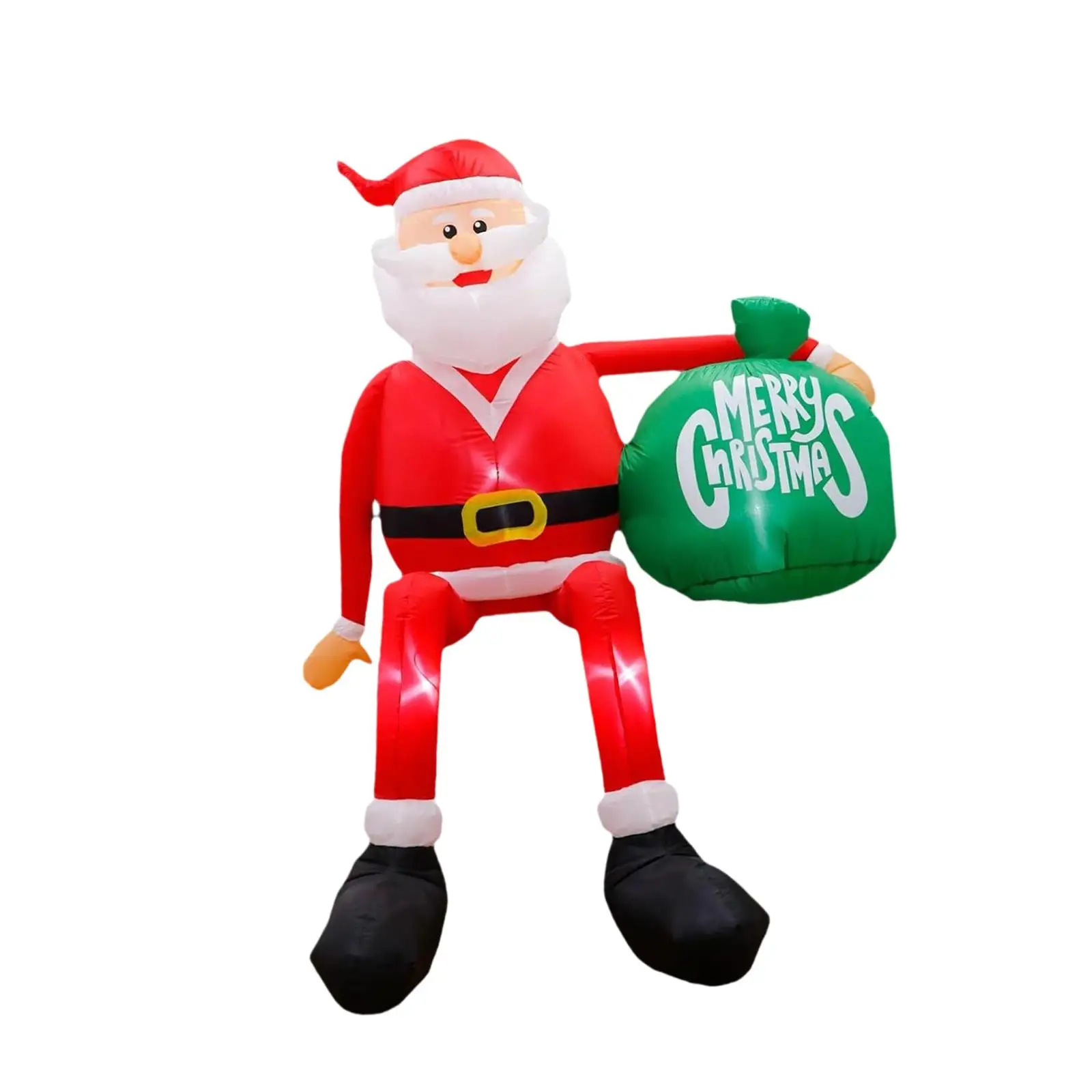 Decoraciones navideñas inflables de Papá Noel premium con bolsa de regalo grande para porche