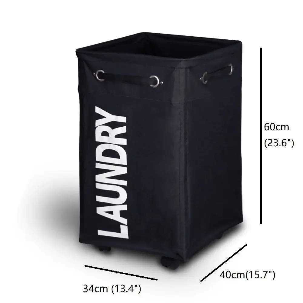 Cesto de lavandería enrollable con ruedas, cestas de lavandería impermeables y plegables para ropa, juguetes, cesta de ropa con cubierta de malla - imagen 2