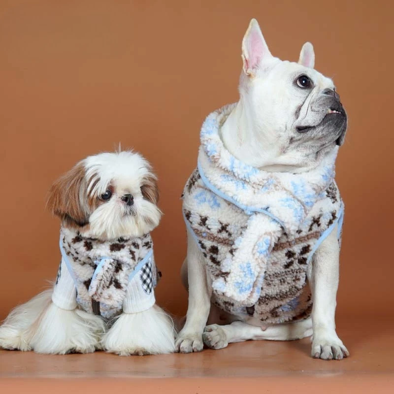 Abrigo de felpa de otoño/invierno para mascotas, conjunto de bufanda bonita, chaleco de peluche Schnauzer, abrigo, ropa para perros pequeños, ropa para cachorros - imagen 3