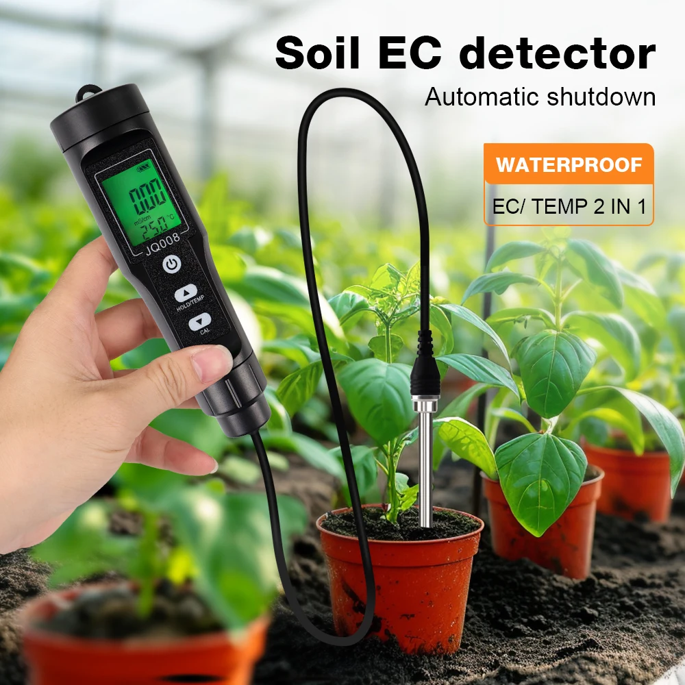 Medidor EC 2 en 1 temperatura suelo portátil pantalla LCD para jardín - imagen 4