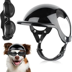 Juego de gafas deportivas para perros pequeños, protección UV, gafas para perros, casco para motocicleta con orificios para las orejas para ciclismo al aire libre