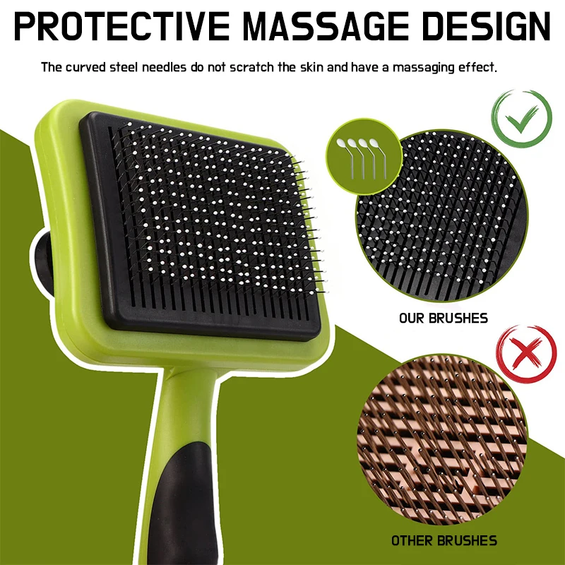 Cepillo rebanador de autolimpieza para perros, cepillo para perros para masaje de caída, aseo, cepillo para gatos elimina suavemente el abrigo de piel suelta - imagen 3