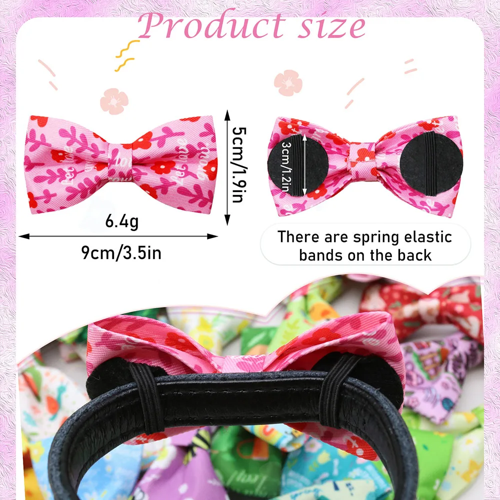 50 Uds. Pajaritas extraíbles para perros y cachorros, pajarita para perros de primavera, corbatas a la moda, Collar de aseo para perros pequeños y bonitos, accesorios para perros - imagen 5