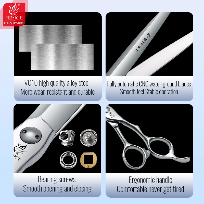 Fenice alta gama JP VG10 acero profesional 7/7, 5/8 pulgadas mascota recta cuidado cortador de pelo de perro tijeras rodamiento tornillo cizalla para perros - imagen 3