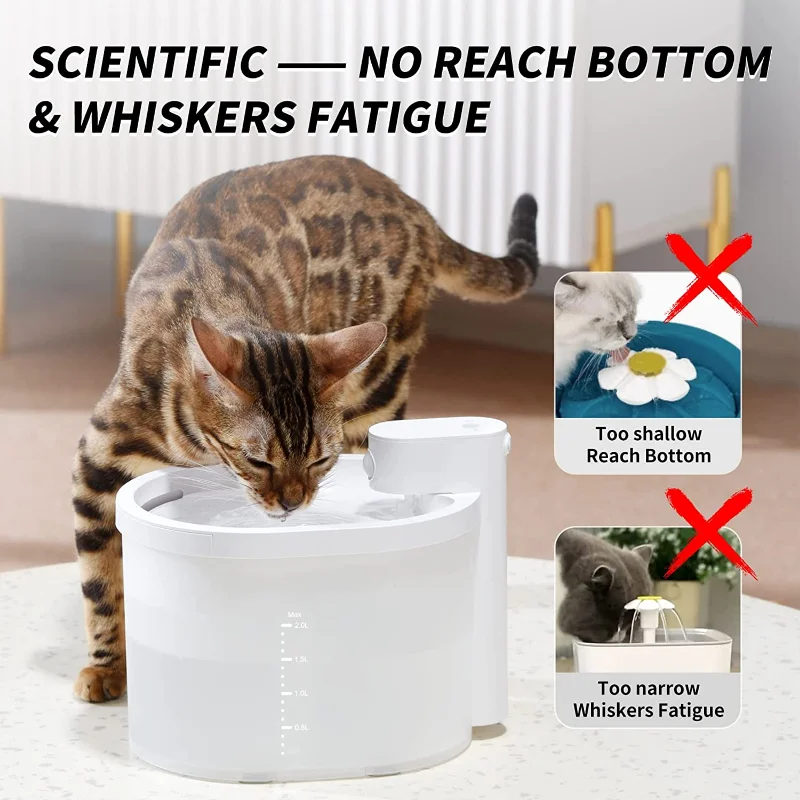 Uahpet Wireless Battery Operated Automatic Cat Pet Water Fountain 67oz 2L Ultra Quiet Cat Water Dispenser for Cats and Small Dog - imagen 5