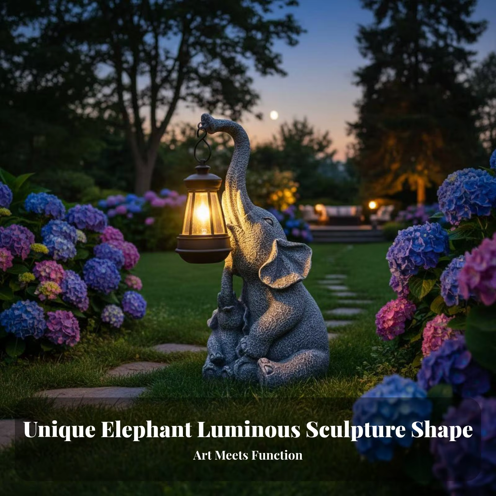Lámpara solar elephant para jardín y exterior sin cables - imagen 3