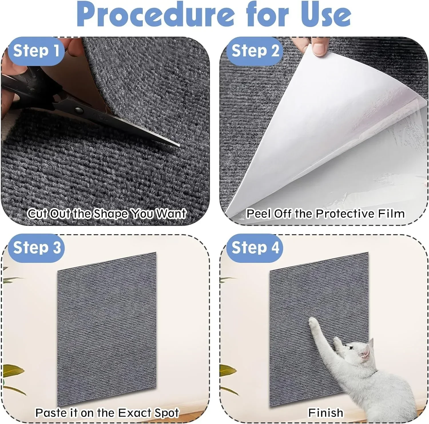 Alfombra de poste rascador para gatos, Protector de muebles para gatos, alfombrilla con autoadhesivo recortable - imagen 3