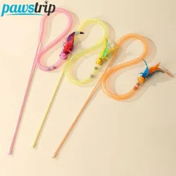 Juguete interactivo para gatos, divertidos juguetes con palo para gatos, varita Teaser para gatos con campana de plumas, juguetes para gatitos, accesorios para gatos