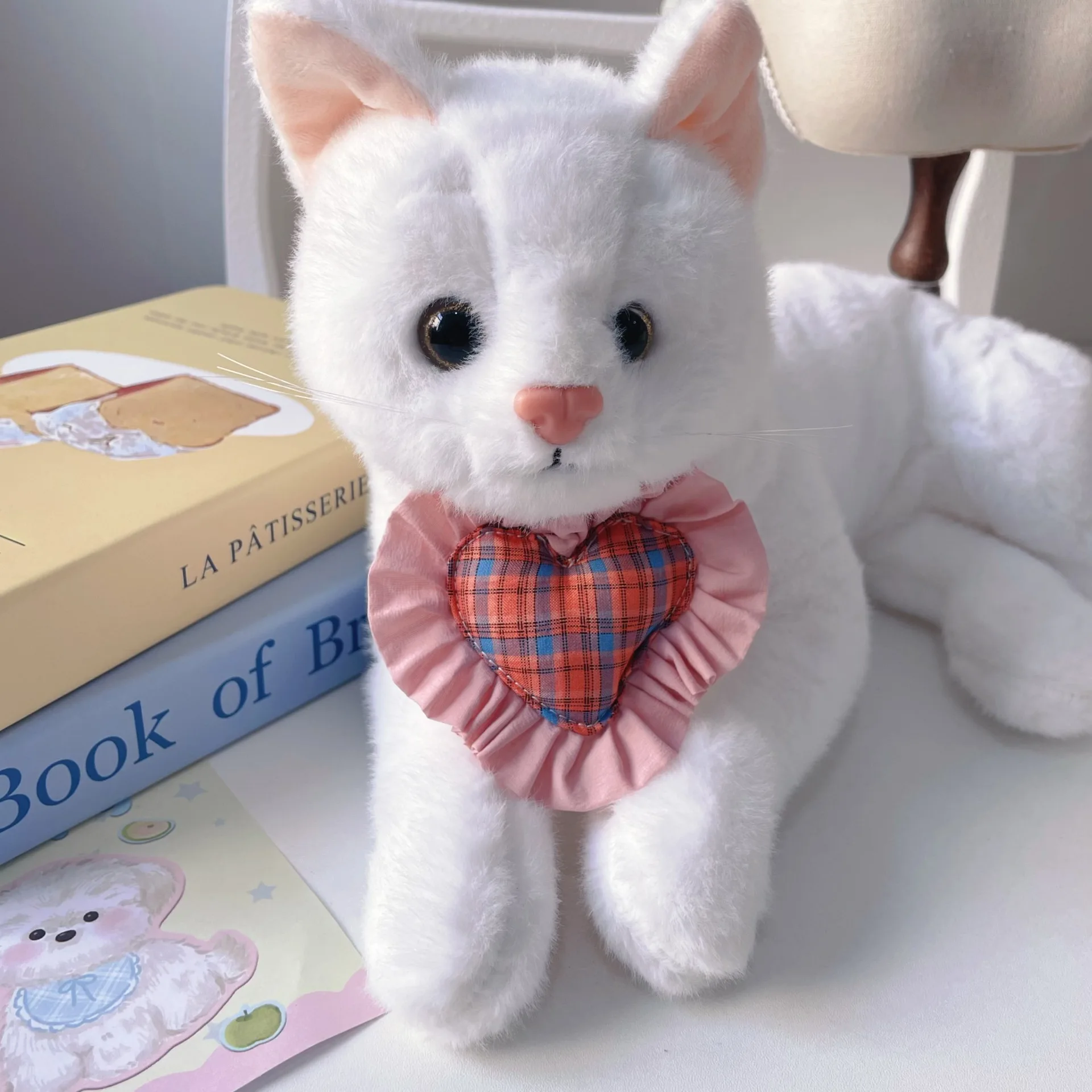 Pet Cat Love Plaid Dog Necklace Cute Sweet Lace Love Hoop Small and Medium Sized Dog Elastic Rope Collar Decoration - imagen 2