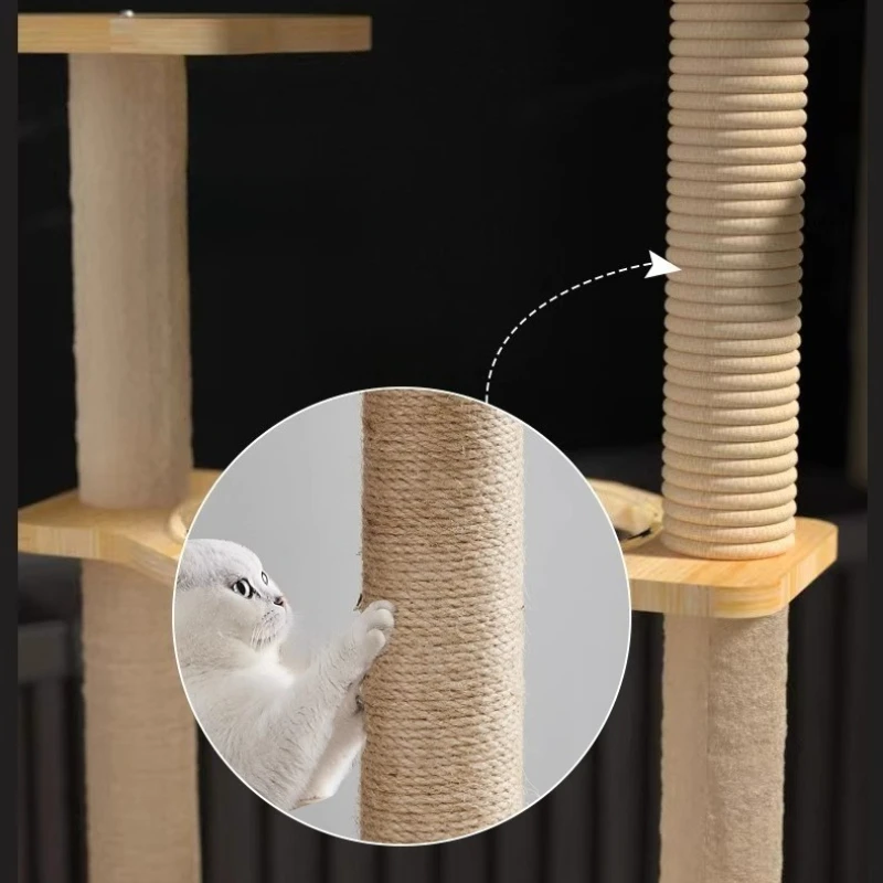 Torre de madera para gatos, rascador para mascotas, árbol para gatos, rascador de cama transparente, accesorios para gatos y gatitos, productos para rascar la casa escondida - imagen 4