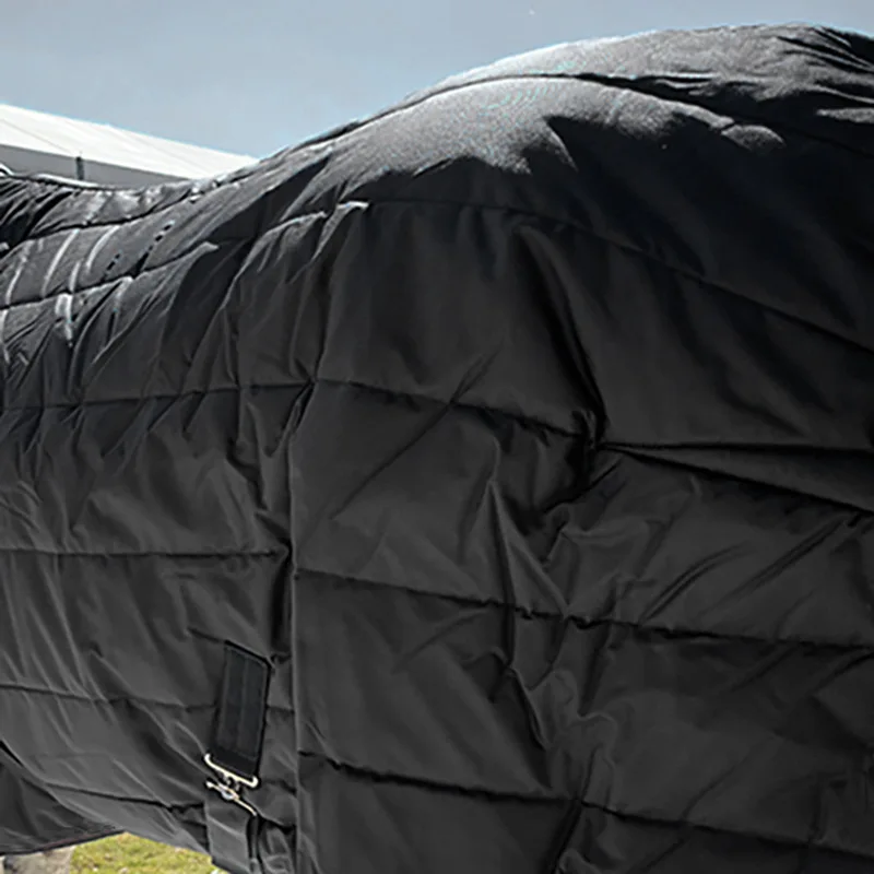 Ropa de caballo transpirable, impermeable y cálida para invierno, línea prensada, tela de nailon acolchada, ropa para caballos, cinturón, bufanda, productos para mascotas - imagen 4