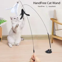 Juguete interactivo con ventosa y plumas para gatos