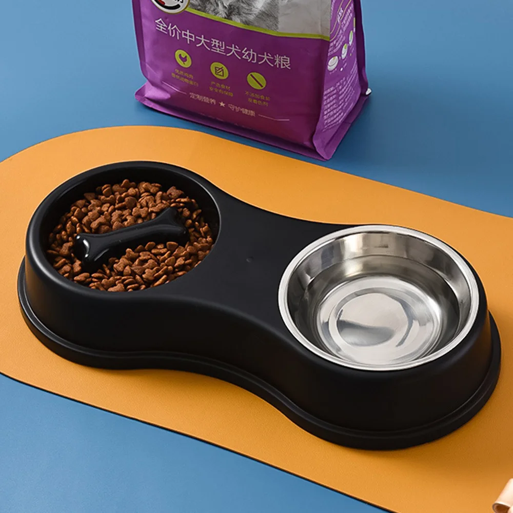 Cuenco alimentador lento para mascotas, cuenco doble de acero inoxidable, cuenco para comida para perros y gatos, plato alimentador antiastres para cachorros y gatitos, suministros duraderos para mascotas - imagen 2
