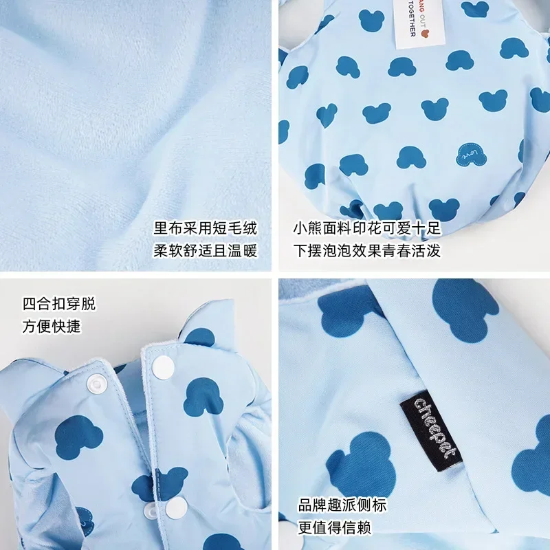 Lindo mascota cálido invierno impreso oso de peluche cachorro abrigo de algodón ropa para perros grueso cálido Teddy chaleco a prueba de viento ropa chaquetas para mascotas - imagen 3