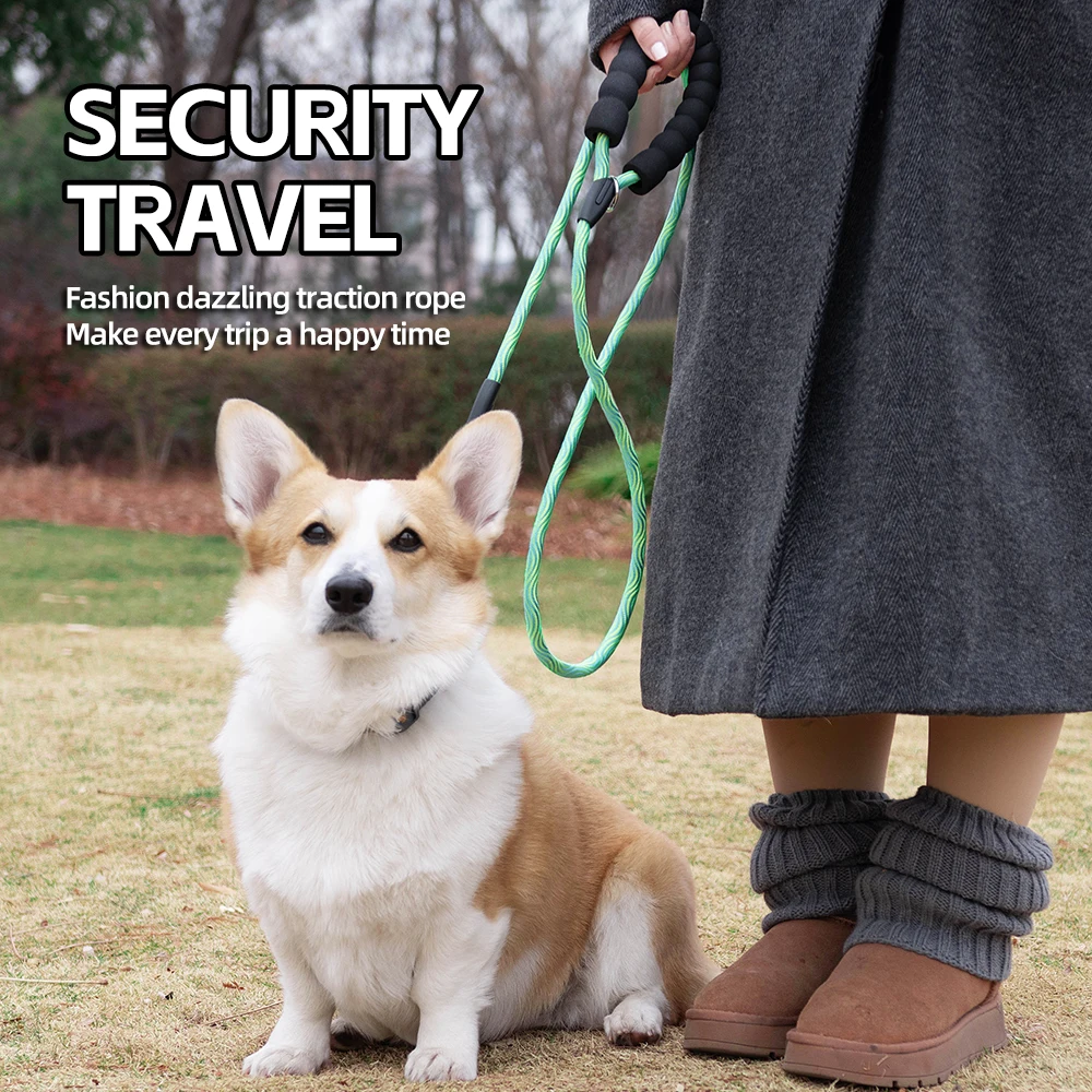 Correa de nailon sin tirones para perros pequeños y medianos, plomo reflectante antienredos para mascotas con mango cómodo, cuerda de entrenamiento para caminar - imagen 2