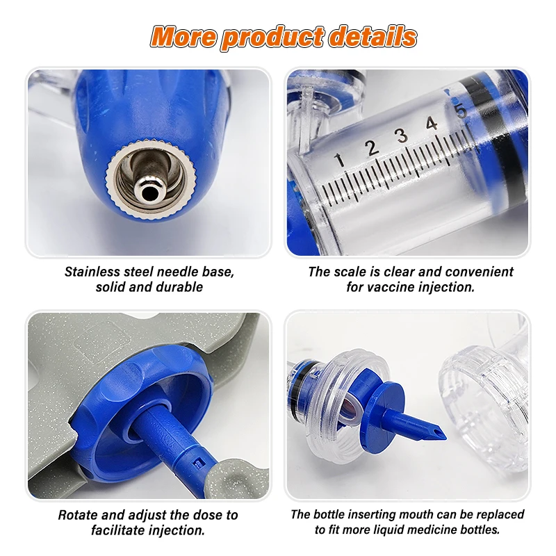 Jeringa de plástico automática con accesorios de repuesto de báscula de aguja, dispositivo de inyección continua multifuncional, herramienta veterinaria - imagen 4