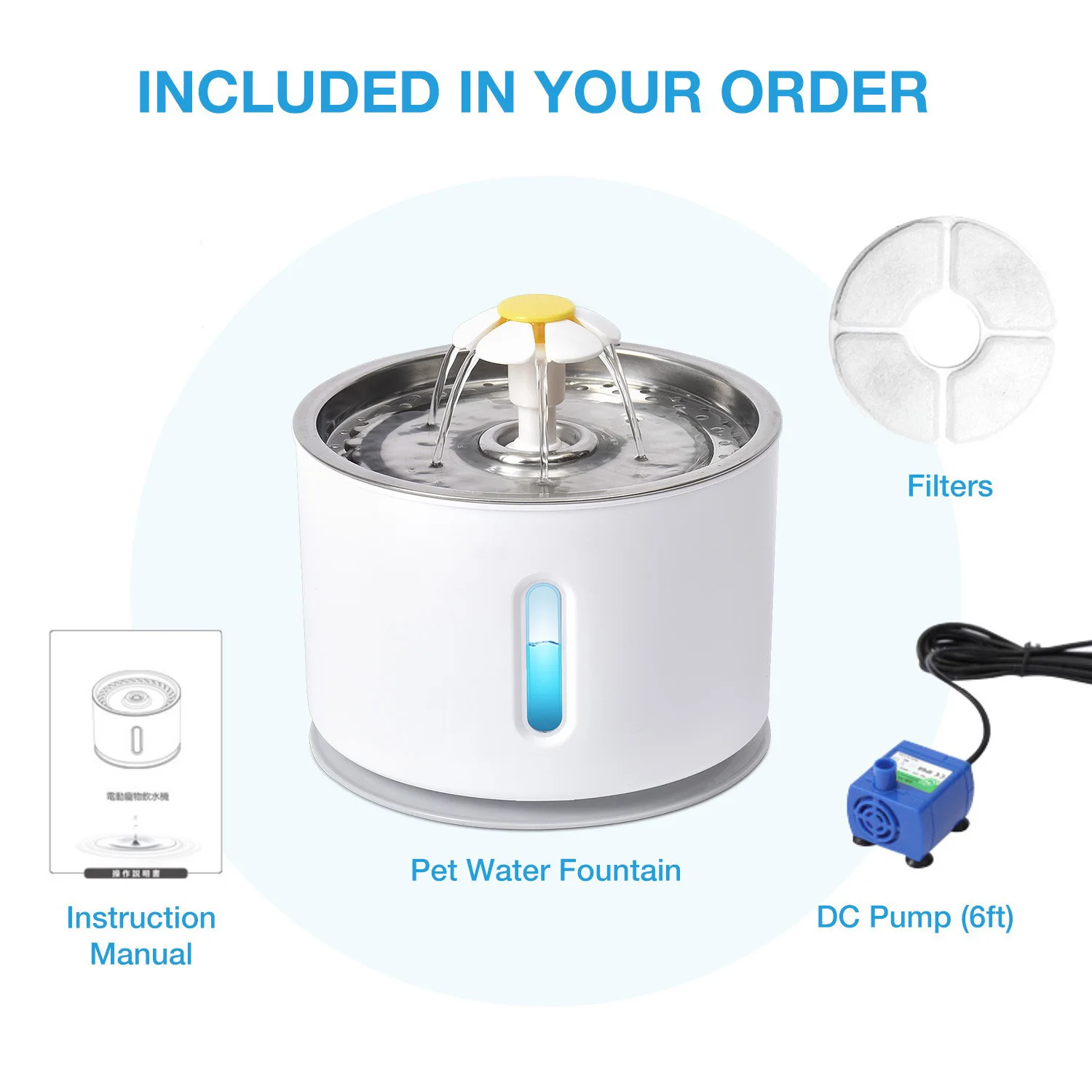 Nueva Fuente de Agua para Gatos de Acero Inoxidable de 3.2L, Bebedero Automático Inteligente para Mascotas con Ventana Visual de Agua, Bomba Silenciosa para Gatos - imagen 4