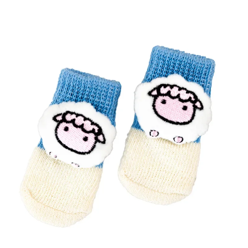 Calcetines antideslizantes para mascotas, juego de cubrezapatos para perros de peluche, 4 calcetines para perros, calcetines para cachorros, zapatos para perros pequeños - imagen 5