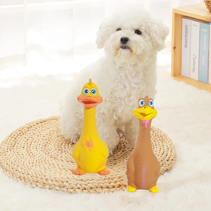 Juguetes para perros de látex chirriantes, juguetes para masticar pollo con sonido, juguete interactivo resistente a mordeduras para cachorros y gatos, divertido juguete para apretar - imagen 3