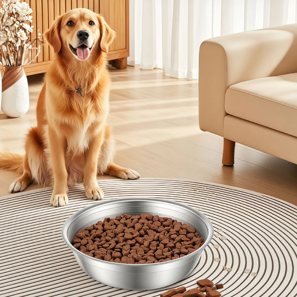 Tazón acero inoxidable para perro y gato – antideslizante duradero - imagen 4