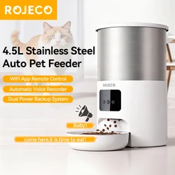 Comedero automático WiFi con voz para gatos y perros en acero inoxidable