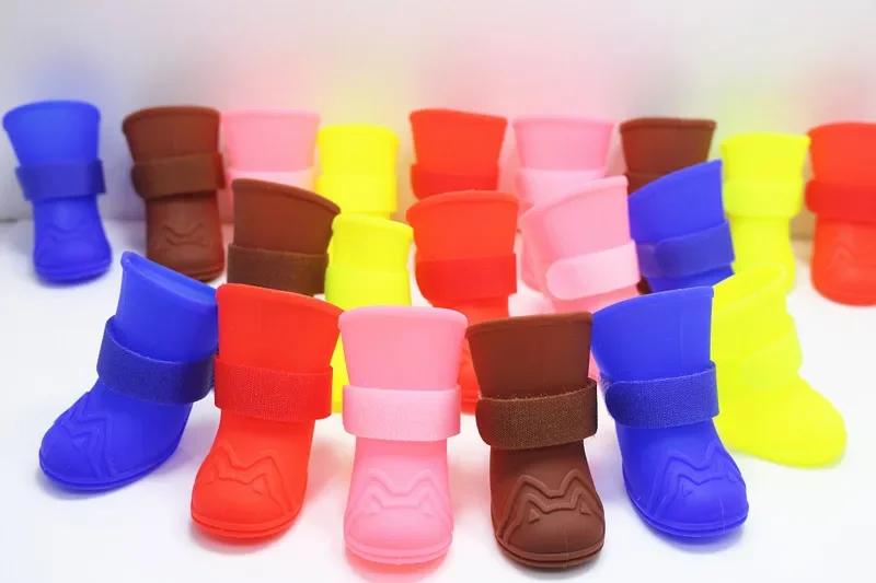 Alta calidad 4 unids/set zapatos para perros suaves y antideslizantes zapatos impermeables para mascotas cachorro perro botas para la lluvia zapatos para mascotas botas de lluvia para perros XS - imagen 5