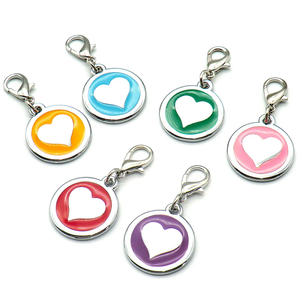 Etiqueta de identificación 20 piezas para perros y gatos, placa con grabado antipérdida, con forma de corazón, colgante para Collar, venta al por mayor - imagen 5