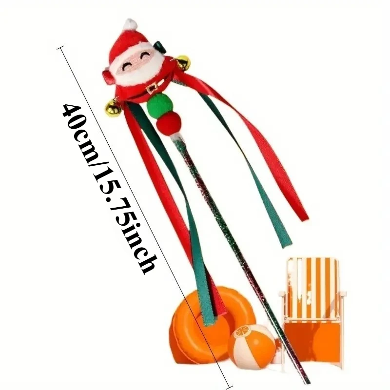 Juguete navideño para gatos, varita interactiva de Navidad con accesorio de campana para interior, gatito, Papá Noel, muñeco de nieve, árbol de Navidad, 1/4 Uds. - imagen 2