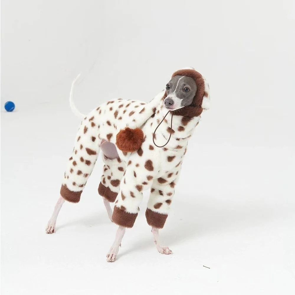 Abrigo lana estampado vaca para Galgo Inglés y Whippet – Cuello alto - imagen 4