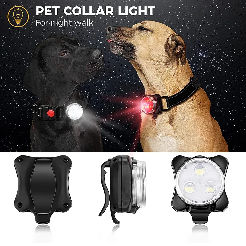 Luz LED para Collar de perro para caminar de noche, luces impermeables para perros, luz recargable con Clip para mascotas, Collar para mascotas, 4 modos de luz