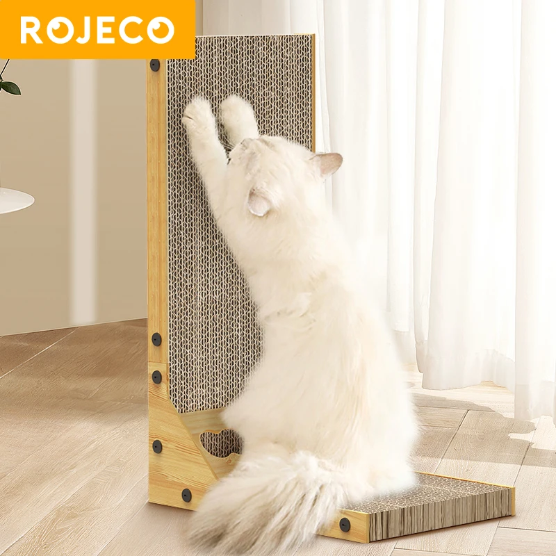 ROJECO rascador para gatos en forma de L, tablero rascador para gatos, juguetes, garra, raspador, estera, muebles para gatos, accesorios protectores