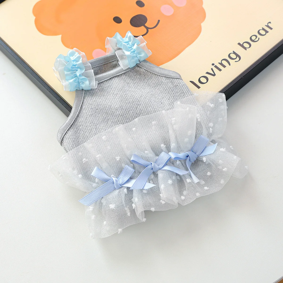 Chaleco con correa de encaje para mascotas, ropa cómoda para perros y gatos pequeños, chaleco con correa de malla de burbujas, ropa para cachorros, primavera y otoño - imagen 3