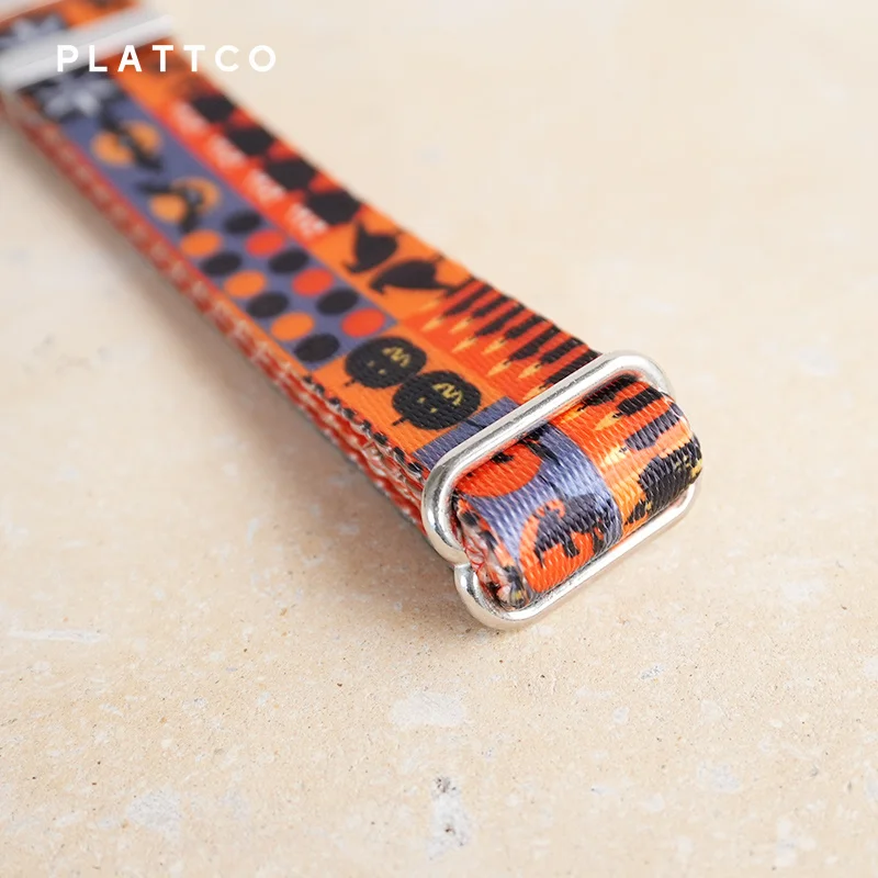 PLATTCO-collar de perro con estampado de feliz HALLOWEEN, accesorio con hebilla plateada de alta calidad, 5 tamaños, PDC339S - imagen 5