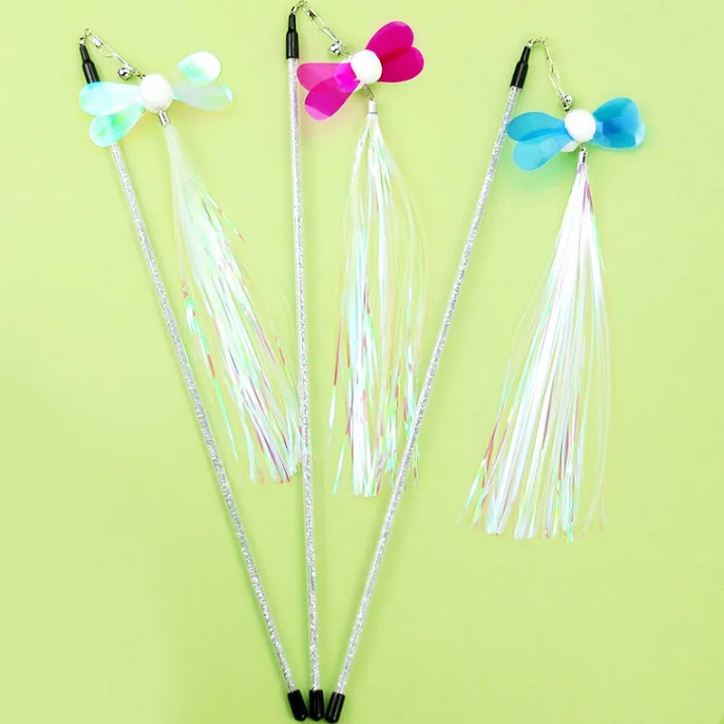 Juguete para gatos, palo de plumas, juguete para gatos con campana, mariposa, Teaser, juguetes para gatos, palos de plumas reemplazables interactivos, juguetes para gatos, productos para mascotas