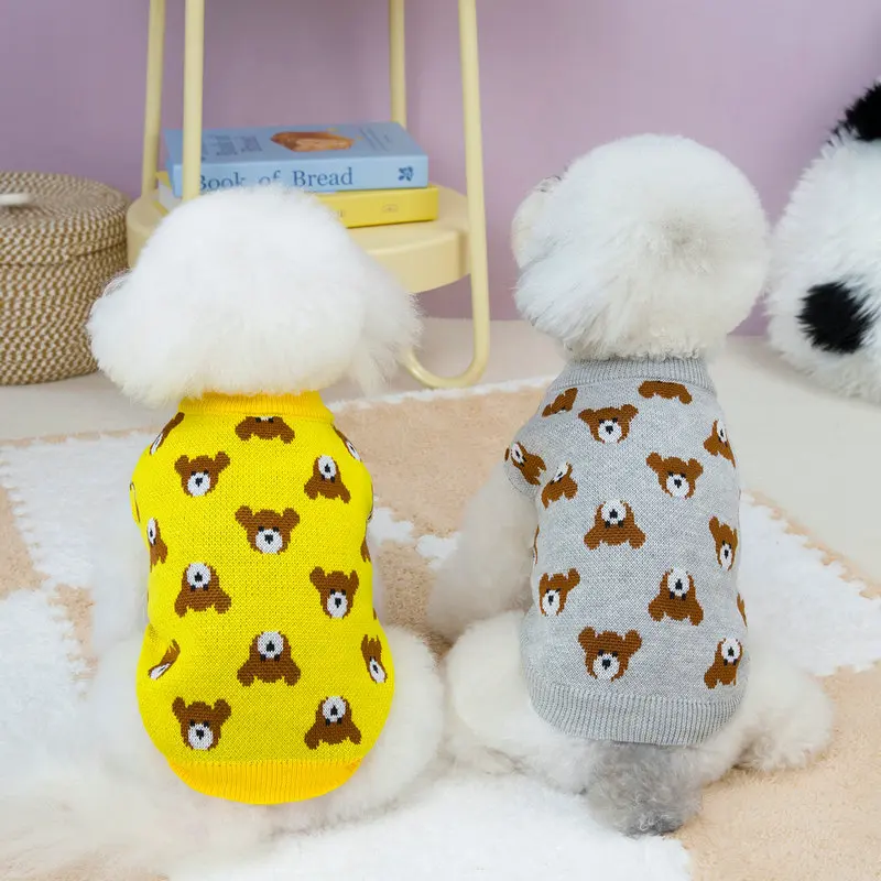 Suéter para perros pequeños y medianos, cárdigan con patrón de oso y gato, ropa para Chihuahua y galgo, abrigo, disfraz - imagen 2