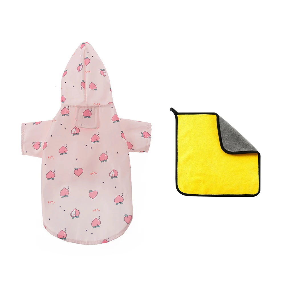 2 unids/set impermeable para mascotas + toalla impermeable con capucha para mascotas impermeable para perros pequeños y medianos Teddy Bichon Frise perro para caminar en el exterior - imagen 2