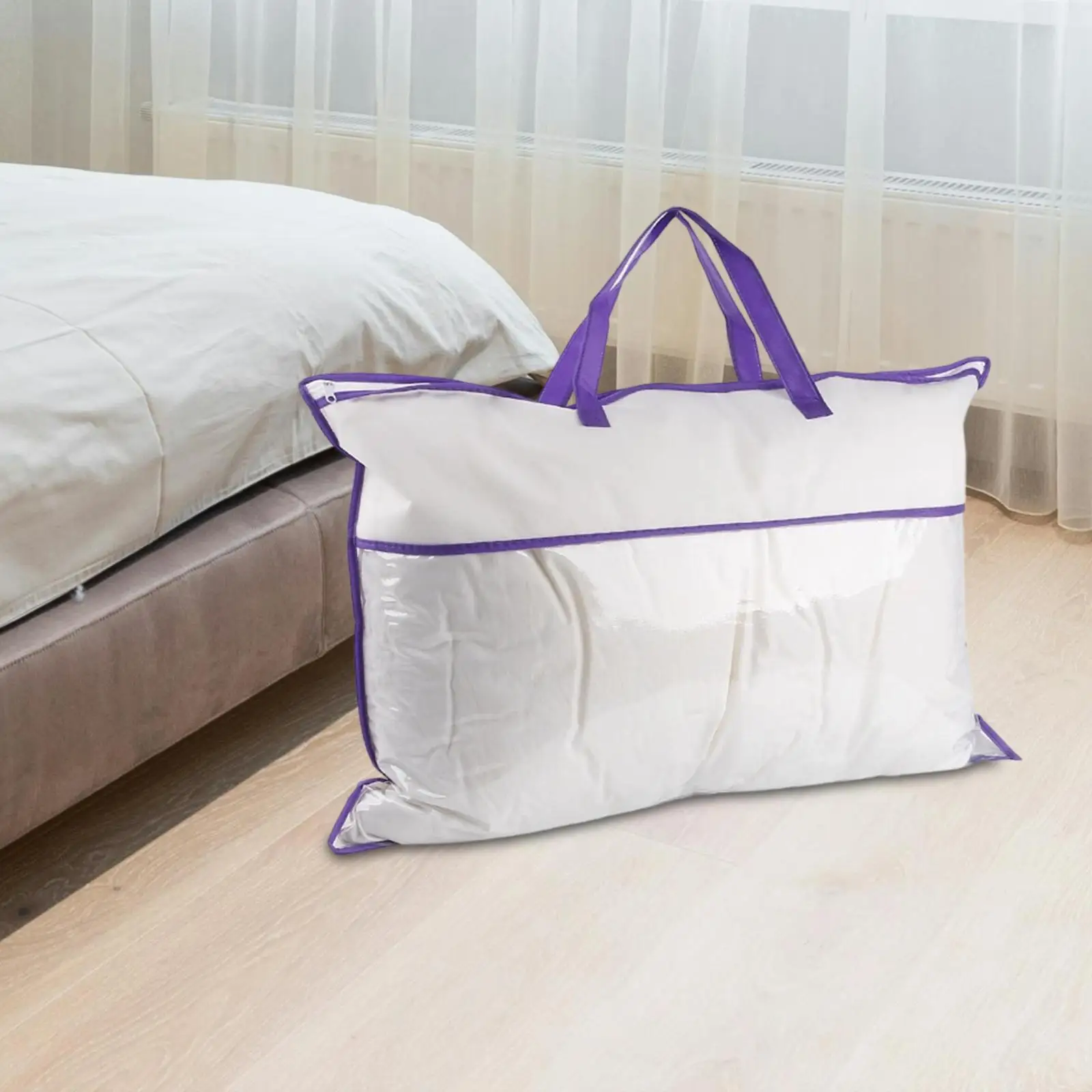 Pillow Storage Bag Handbag Portable with Zipper and Handles Tote Bag Closet Pillow Storage Bag Handbag Portable with Zipper and Handles Tote Bag Closet