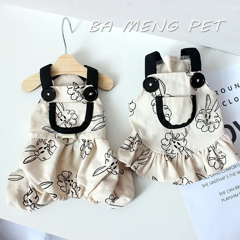 Instagram-monos para perro y mascota, ropa informal con cuello Halter, conejo, cachorro, vestido para pareja, tendencia de oso de peluche, Verano