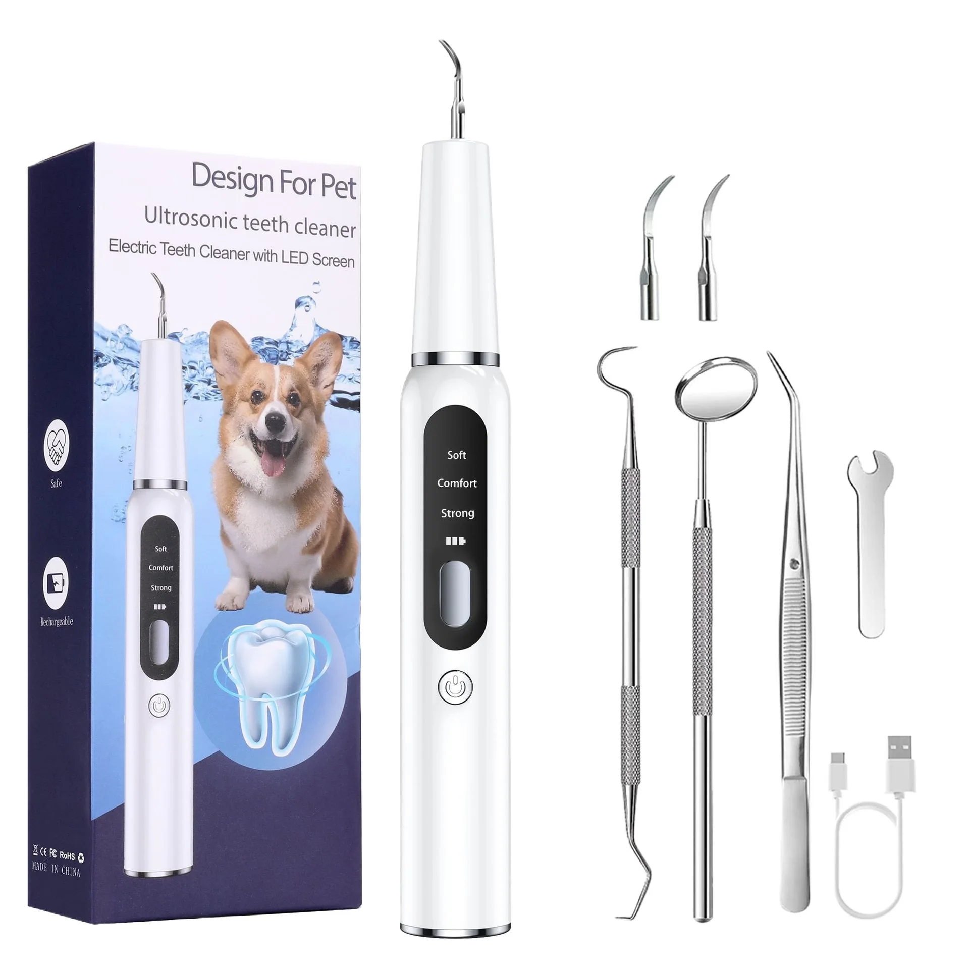Eliminador de cálculo para perros, depurador ultrasónico para mascotas, herramienta de limpieza de dientes de gato, artefacto, máquina de fregado Dental, productos para mascotas - imagen 2