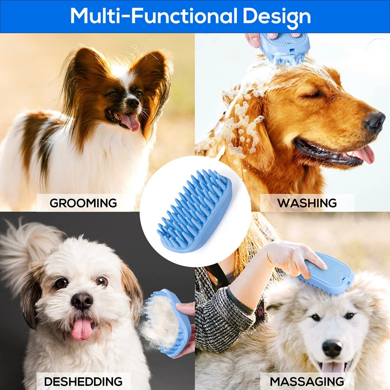 Benepaw Soft Dog Bath Brush Rubber Pet Shower Scrubber For Short Long Haired Dogs Cats Massage Comb Removes Loose Fur Grooming - imagen 2