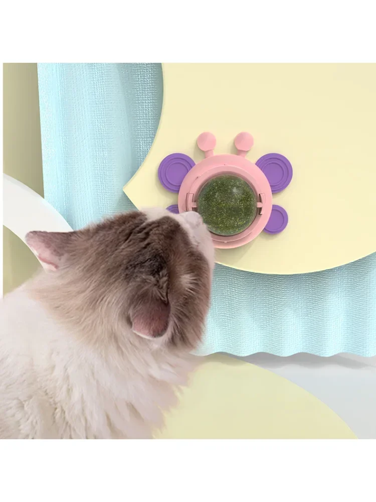 Bola de pared de hierba gatera de aguacate, juguetes para gatos, bolas para lamer comestibles, aperitivos, golosinas giratorias saludables, suministros para gatitos, limpieza de dientes - imagen 3